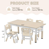 GITAWUSA Kids Study Table and Chairs Set, Height Adjustable Toddler Table and Chair Set for Kids Ages 3-8, Graffiti Desktop (Burlywood - 2) GITAWUSA