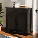 ChooChoo Shoe Cabinet with Doors, 4-Tier Shoe Storage Cabinet with Drawer and Shelves, Wooden Shoe Rack Organizer for Entryway, Hallway, Closet, Black ChooChoo