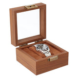 AHANDMAKER Single Watch Display Stand with Clear Glass Window Wood Watch Gift Box Watch Holder Jewelry Collection Jewelry Holder, Coconut Brown AHANDMAKER