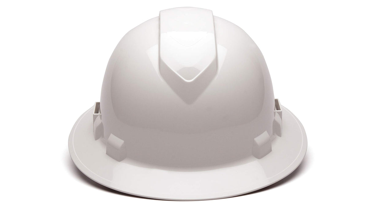 PYRAMEX Ridgeline Full Brim Hard Hat, Vented, 4-Point Ratchet Suspension, White Pyramex Safety