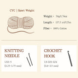 Katech Pure Cotton Yarn for Crocheting & Knitting – Soft Sport Weight CYC #2, 6 Skeins (50g Each, 300g Total), Ideal Crochet Yarn for Dishcloths, Baby Clothes, Socks, Lightweight Scarves（Beige） Katech