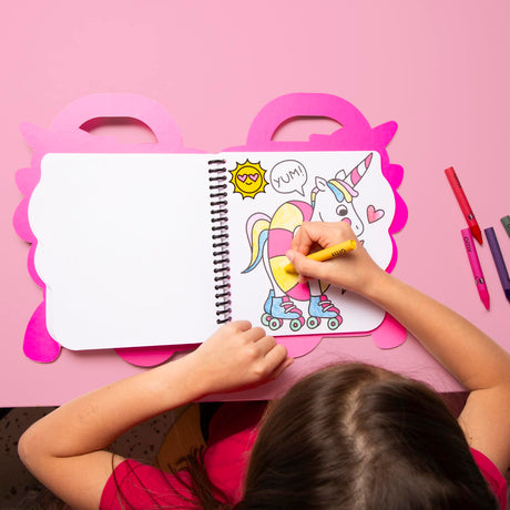 Omy Super Coloring Book – Unicorn | Enter a Magical World of Rainbows, Sparkles, and Imagination | 35 Pages, 2 Sticker Sheets, 5 Wax Crayons | Creative Play for Kids Ages 3 and Up Omy