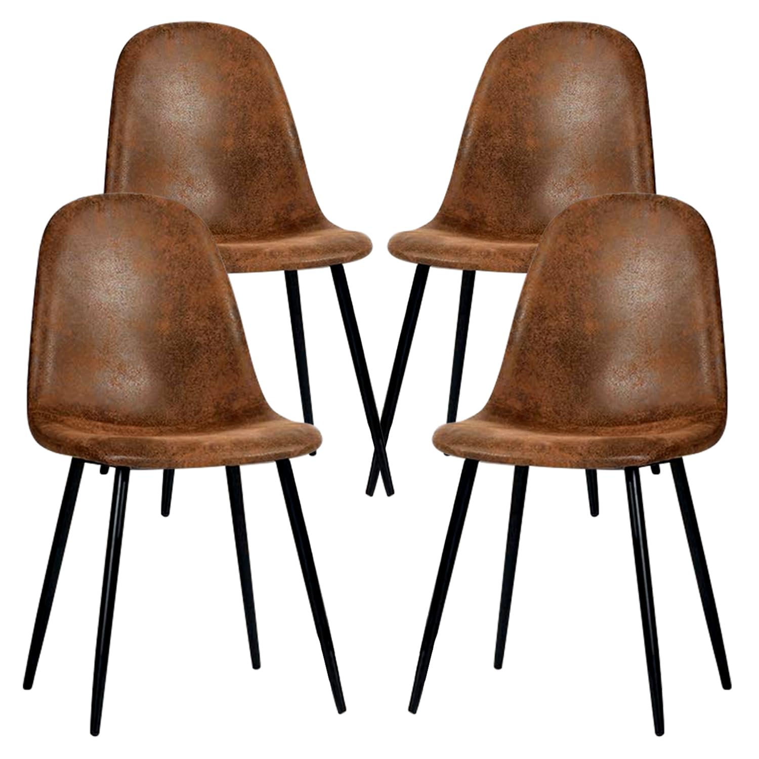 FurnitureR Dining Chairs Set of 4, Fabric Suede Dining Room Side Seating, Kitchen Chairs with Metal Legs for Living Room,Dark Brown - WoodArtSupply