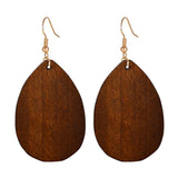 SMALLLOVE Wooden Hoop Earrings for Women Retro Black African Bohemian Wood Teardrop Geometric Lightweight Dangle Drop Earrings (Dark Brown) SMALLLOVE