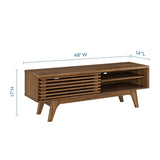 Modway Render 48" Mid-Century Modern Low Profile Media Console TV Stand, 48 Inch, Walnut Modway