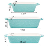 Okllen Set of 3 Casserole Dishes for Oven, Ceramic Baking Dishes with Handles, Rectangular Lasagna Pan Bakeware Set for Baking Cooking, Roasting, Broiling, Gratin, Wedding & Housewarming Gift, Blue Okllen