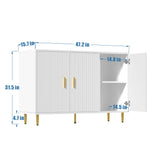 DIYART White Sideboard Buffet Cabinet, Accent Coffee Bar Cabinet with 3 Doors, Entryway Cabinet for Living Room, Kitchen, Hallway DIYART