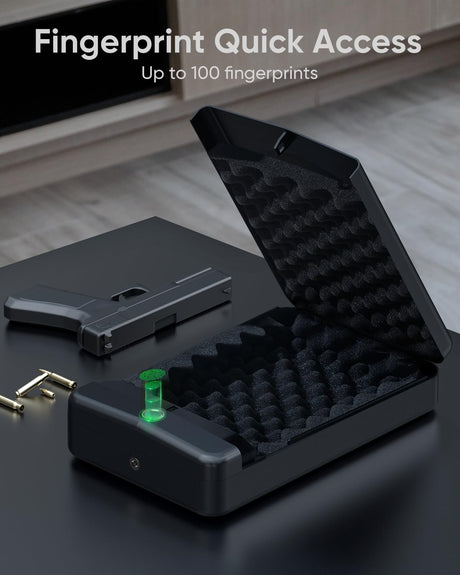 MOLICAR Car Gun Safe, Small Biometric Gun Safe for Handgun, Portable Fingerprint Quick Access Pistol Safe, Gun Lock Box for Car Under Seat Nightstand MOLICAR