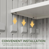 Aoxun 35 Cu.Ft Outdoor Storage Shed with 2 Shelves and Floor, Waterproof Horizontal Resin Cabinet for Trash Cans, Lawn Mowers, Generators, and Garden Tools, White Aoxun