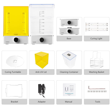 ELEGOO Mercury X Bundle with Separate Wash Station and Cure Station for Large Resin 3D Printed Models, Compatible with Saturn, Mars MSLA 3D Printers ELEGOO