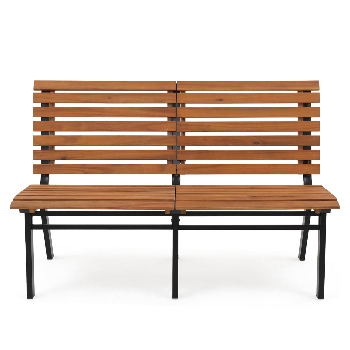 Elegant Acacia Wood Outdoor Bench – 54-Inch Armless Design with Steel Frame for Garden, Porch, and Patio Verano Garden