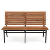 Elegant Acacia Wood Outdoor Bench – 54-Inch Armless Design with Steel Frame for Garden, Porch, and Patio Verano Garden