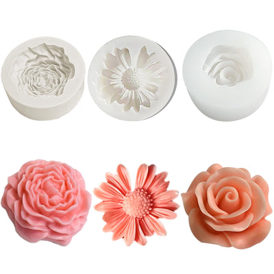 ZPARNO 3 Pack Candle Molds for Candle Making, Moldes para Velas, Flower Molds Silicone Candle Molds for DIY Scented Candle, Soy Wax, Cake, Soap, Resin Casting Craft Making