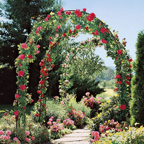 Metal Pergola Arbor, Outdoor Flower Garden Arch Trellis, Steel Garden Arbor for Climbing Plants, Wedding Decoration, 7'8" H x 4'5" W Skypatio