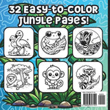 Wild Jungle Bold and Easy Coloring Book: 32 Jungle Animal Coloring Pages for Kids and Adults (Bold and Easy Coloring Books) WoodArtSupply