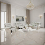 Genuine Leather Recliner Couch Set, Power Reclining Sofa Set 3 Pieces Top Grain Leather Sofa with Built in USB Port for Living Room(Light Grey) (Sofa+Loveseat+Chair) Pon Living Furniture Inc