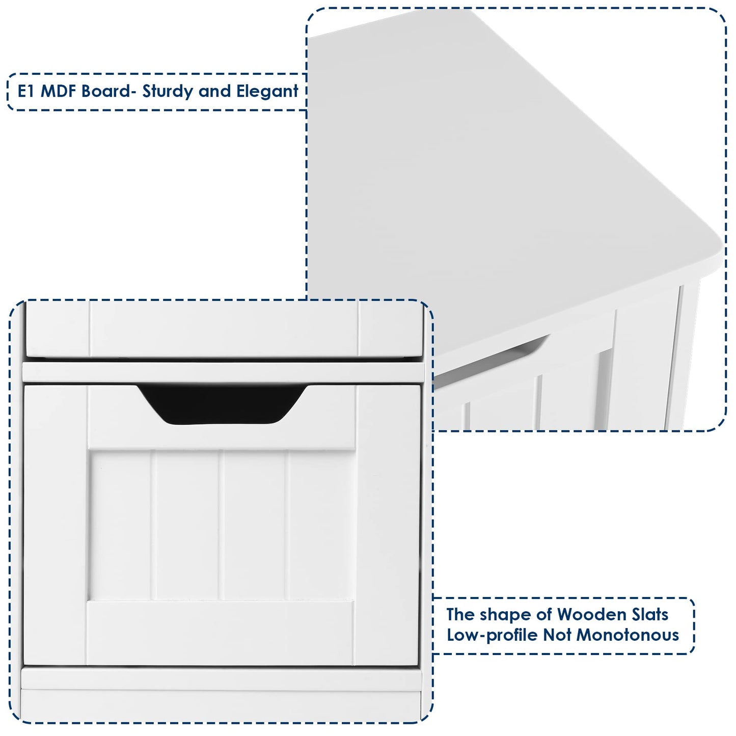 FOTOSOK Bathroom Storage Cabinet, Side Cabinet with 4 Drawers, 11.8” x 11.8” x 32.5” Freestanding Bathroom Cabinet Entryway Cupboard Storage Organizer Unit Home Furniture Decor, White