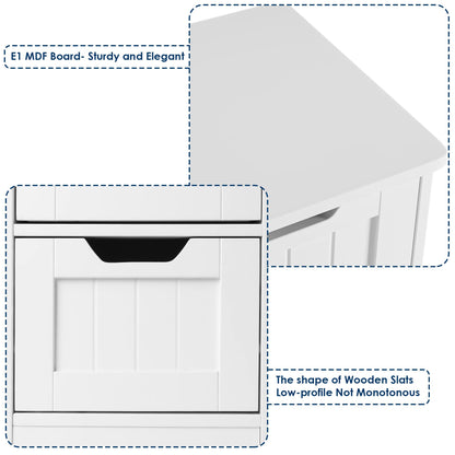 FOTOSOK Freestanding Bathroom Storage Cabinet with 4 Drawers - Compact White Organiser for Home Decor - WoodArtSupply