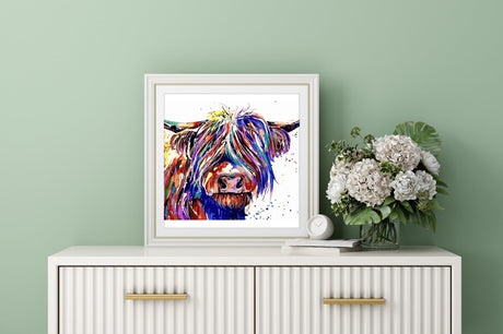 HKLIOPU Paint by Numbers Kit for Adults Beginners,11.8" Wx11.8 L DIY Acrylic Paint Colorful Animal Canvas for Painting Kits for Adults in Colorful Box Highland Cow HKLIOPU