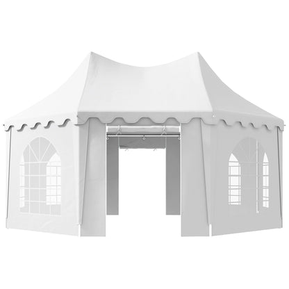 Outsunny 22 x 16 ft Party Tent, Wedding Tent with Sidewalls, Heavy Duty Event Tent with 2 Doors and 6 Windows, Outdoor Gazebo Tent for Party, White