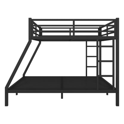 mikibama Queen Over King Bunk Bed,Metal Heavy Duty Bunk Beds for Adults,Queen Bunk Bed with Inclined Ladder,Industrial Bunkbeds for Kids,Adult,Small Spaces,Space Saving. (New Black, Queen Over King)