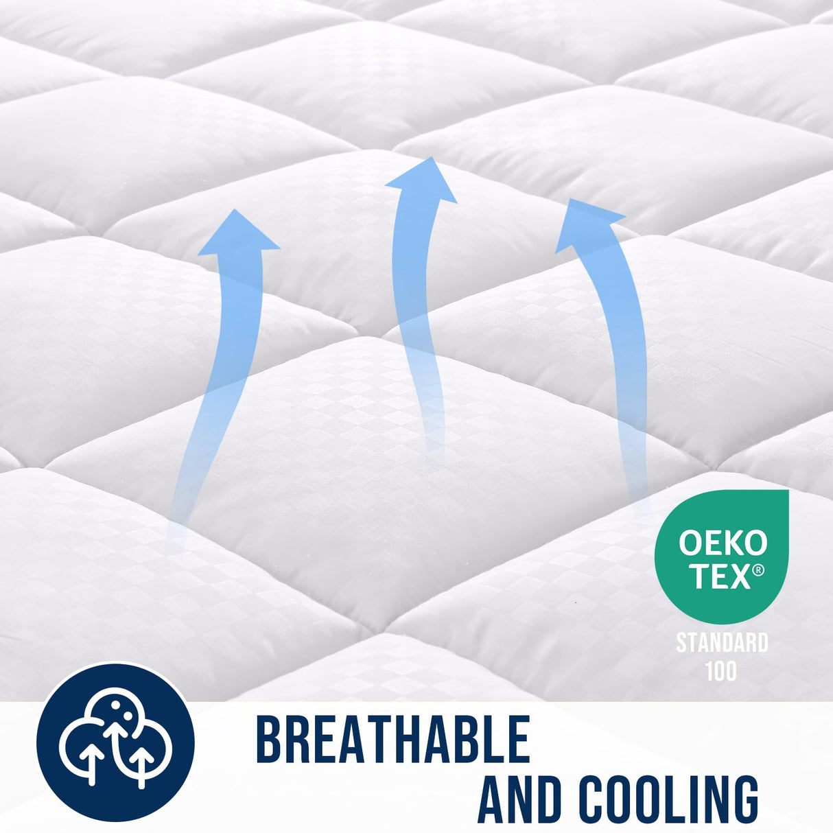 OLANLY Queen Quilted Fitted Mattress Pad – Soft Pillow Top Mattress Topper, Down Alternative Fill, Cooling Comfort Breathable Mattress Cover, Machine Washable Deep Pocket Mattress Protector, White OLANLY