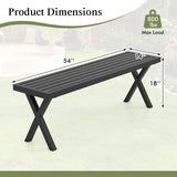 Giantex Outdoor Bench, Patio Metal Bench with Slatted Seat, X-Shaped Legs, 54" Outdoor Backless Loveseat, Load 800 LBS, Heavy-Duty 2-Person Park Bench for Lawn, Yard, Porch, Garden Bench, Black Giantex