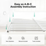Novilla King Bed Frame with Piano Keys Headboard and Footboard, Metal Platform Bed Frames King Size, No Box Spring Needed, Easy Assembly, Steel Slats Support, Velvet White Novilla