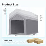 ADVANCE OUTDOOR Upgraded 10x20 ft Heavy Duty Steel Carport, Adjustable Height from 9.5 to 11 ft, Car Canopy Garage Party Tent Storage Shed Boat Shelter Portable with Sidewalls and Doors,Gray ADVANCE OUTDOOR