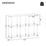 CRTERICX Acrylic Horizontal Bookshelf, 11.6" D x 35.4" W x 26.5" H, 3-Tier Clear 6 Cube Organizer Bookcase, Open Low Book Shelf for Home Office, Living Room, Bedroom, Modern, Easy Assembly CRTERICX