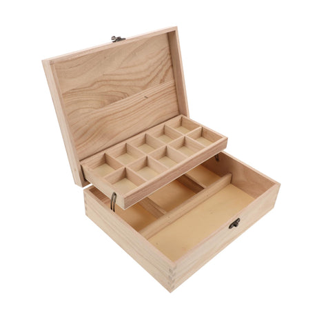 LALADEFIEE Unfinished Jewelry Box DIY Wooden Trinket Box Wood Storage Box Keepsake Jewelry Box with Locking Clasps for Rings Earrings Necklaces Watches Bracelets LALADEFIEE