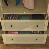 Hitow Ratten Wardrobe Armoire Closet, 6 Door Rattan Closet Wardrobe Cabinet with 2 Drawers & Hanging Rod, Storage Wardrobe Armoire Dresser for Bedroom Organizer (63" W x 19.7" D x 70.9" H) Hitow