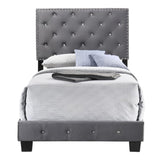 Glory Furniture Suffolk Velvet Upholstered Twin Bed in Gray Glory Furniture