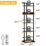 Narrow 5-Tier Industrial Rustic Brown Bookshelf with Metal Edge Protection Hosfais