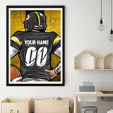 Weadatty Custom Football Diamond Painting with Name and Number,Customized Sports Fan Jersey Painting,Personnalized Football Player Diamond Art for Home Decor (Pittsburgh Yellow) Weadatty