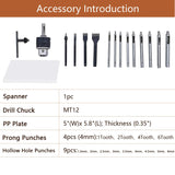 CXRCY Leather Hole Puncher & Press Machine, Manual Hole Punch Set for Leatherworking DIY Craft Leather Hole Punching,Setting Rivets,Button Snaps with 13pcs Punches, PP & Aluminum Plate CXRCY