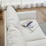 TYBOATLE Sofa Couch 61" Loveseat Couches for Living Room, White Faux Leather Couch Mid Century Modern Tufted Mini Sofa Comfy Office 2 Seat Settee Love Seat Small Couches for Small Spaces Bedroom TYBOATLE