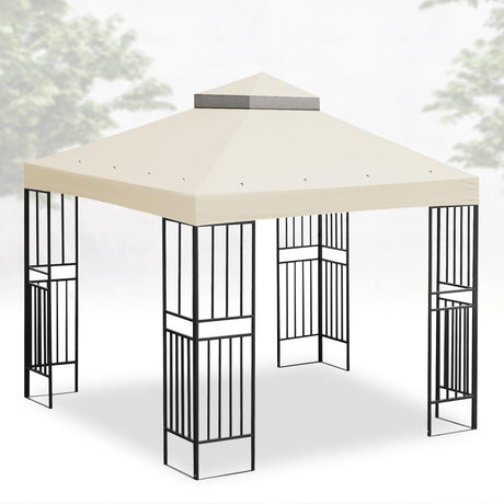 Mindsoft 10'x10' Gazebo Replacement Canopy Top Double Tiered Outdoor Canopy Cover Grill Gazebo Patio Canopy BBQ Gazebo Roof for Garden Resistant Shelter Durable Roof Cover Mindsoft