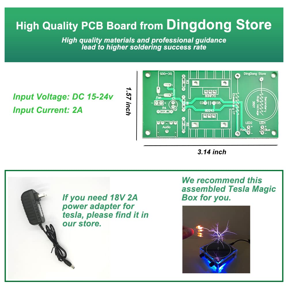 ISolderStore DIY Mini Tesla Coil Kit 15W Electronic DIY Kits Mini Music Tesla Coil Plasma Speaker Soldering Practice Kit DIY Soldering Project for Teens Kids Adults Thanksgiving Xmas Gift ISolderStore