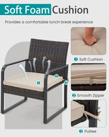 Bezseller 3 Piece Outdoor Patio Furniture Set, Patio Bistro Set Wicker Conversation Set, Modern Rattan Chair with Glass Coffee Table for Backyard, Porches, Poolside, Lawn and Balcony Bezseller