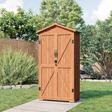 BELLEZE Outdoor Storage Shed with 4 Removeable Shelves, Wooden Garden Shed Lockable Tool Cabinet with Waterproof Roof, Outside Tall Tool Shed for Patio Backyard Lawn Yard - Wood BELLEZE