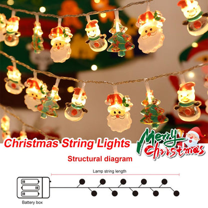 Bright 20 FT Christmas LED String Light, 40 LED Battery Operated Christmas Garland with Remote Santa Claus Pine Tree Fairy String Lights for Indoor Outdoor Xmas Fireplace Mantel Decorations (20 ft)