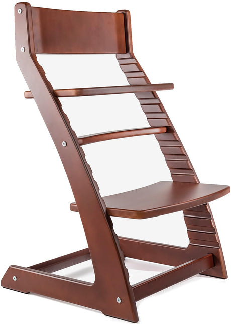 FORNEL Wooden High Chair for Babies and Toddlers - Adjustable Height Easy to Clean Toddler Highchair - Kids Dining Chair from 3 Years to 200 Lb, Grow with Child (Dark Walnut) Fornel