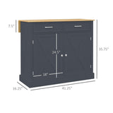 HOMCOM Rolling Kitchen Island with Drop Leaf Wood Breakfast Bar, Farmhouse Kitchen Cart with 2 Drawers, Adjustable Shelves for Dining Room, Dark Gray HOMCOM