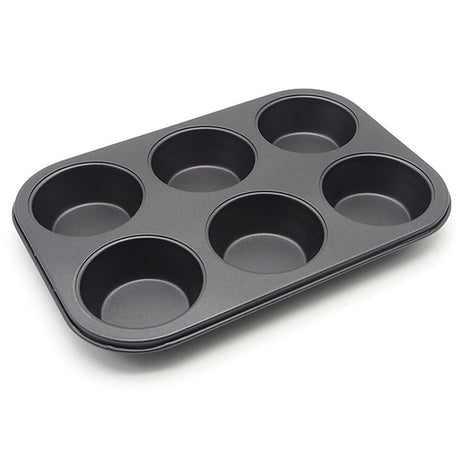 HYTK Muffin Pan 6 Cup Cupcake Baking Pan No Stick Carbon Steel Easy Clean HYTK