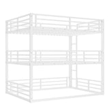 Bellemave Triple Bunk Bed Queen Size, Heavy Duty 3 Bunk Beds with Safety Guardrails and Noise-Reduced Design, Metal Triple Bed for 3 Kids, Teens, Adults, No Box Spring Needed White Bellemave