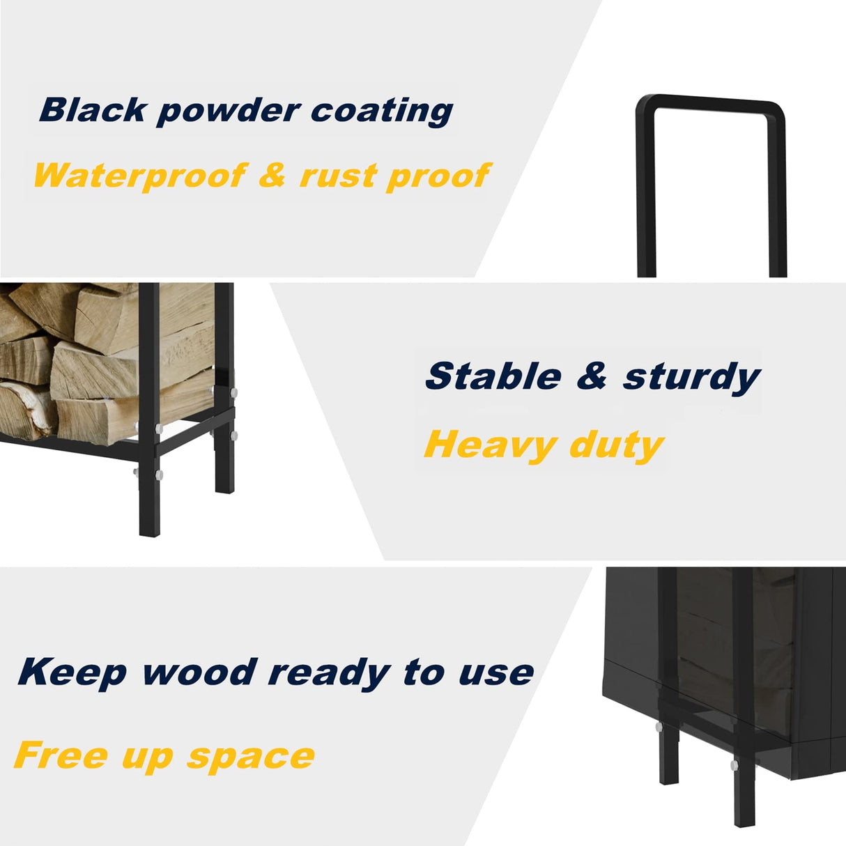 WALMANN 8ft Firewood Rack with Cover, Heavy Duty Firewood Rack With Weather Resistant 600D Oxford Fabric Cover, Indoor/Outdoor Wood Rack for Firewood WALMANN