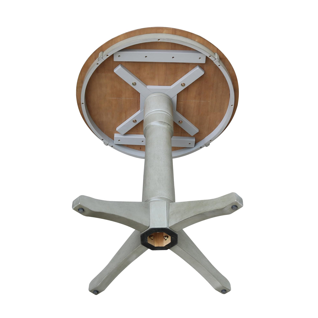 IC International Concepts 30" Round Top Pedestal Counter Height-Distressed Hickory/Stone Finish Dining Tables IC International Concepts