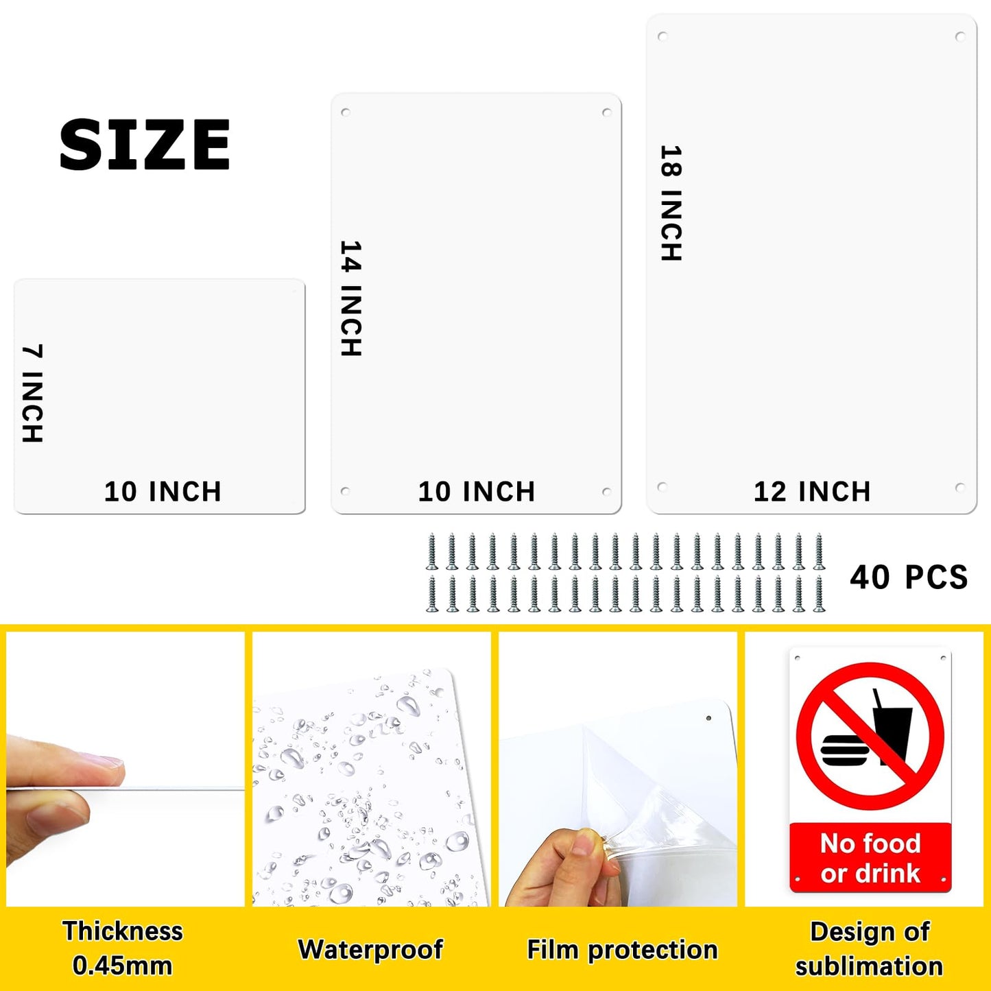 10 Pack 10"x 7" Sublimation Metal Sign Blank, 0.45mm White Blank Metal Sign Aluminum Metal Signs for Parking Garden Advertising Sign