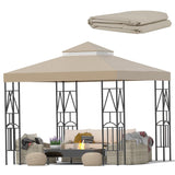 Morikoro 10x10 Canopy Replacement Top Double Tiered Gazebo Cover for Yard, Patio & Garden Durable Sunshade Replacement(Khaki) Morikoro